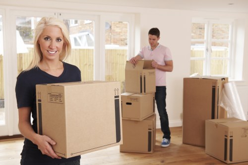 Furniture and boxes arranged for transport by removal van in Anerley